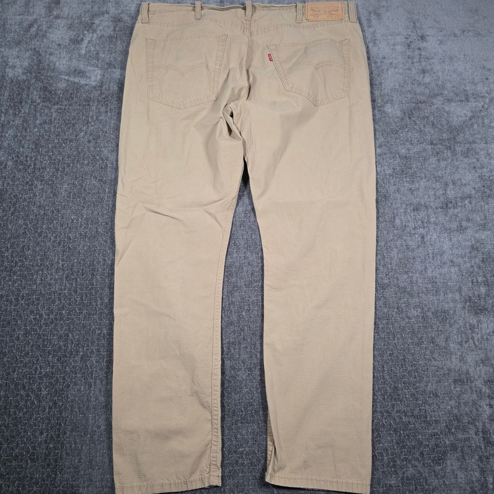 Levis 512 Slim Taper Pants Mens 38x28 Tan Khaki Ripstop Textured Cotton Stretch